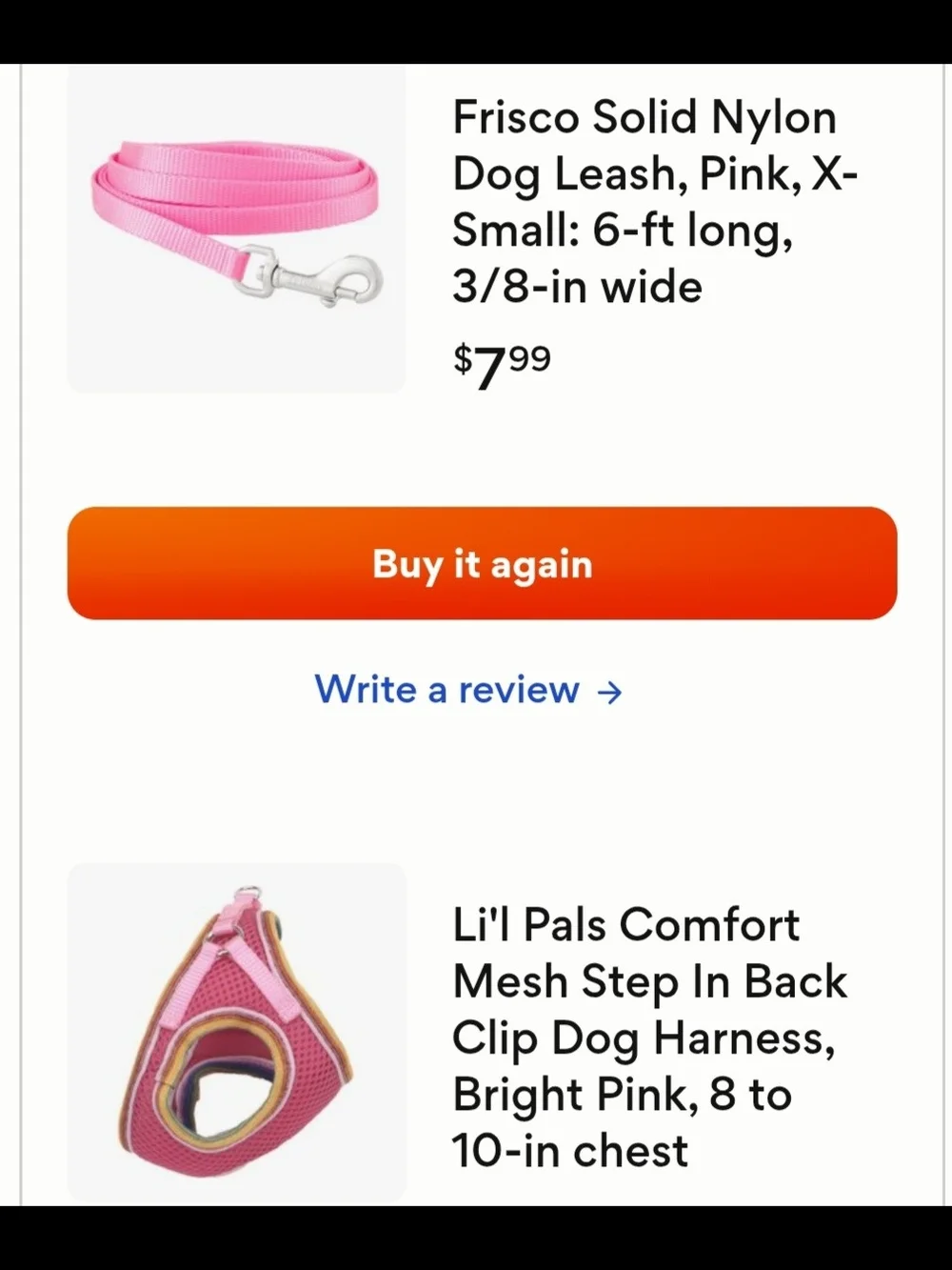 Li'l Pals Comfort Mesh Step In Back Clip Dog Harness 8 To 8 In Pink With Leash